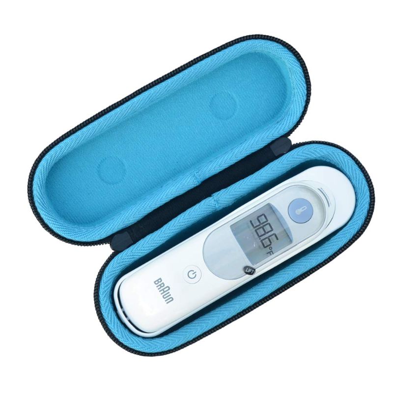 Photo 1 of 2 pack - Thermometer Case for Braun Digital Ear Thermometer ThermoScan 5 IRT6500 Hard Case & Braun Thermoscan 7 Travel Carrying Protective Storage Bag - Blue
