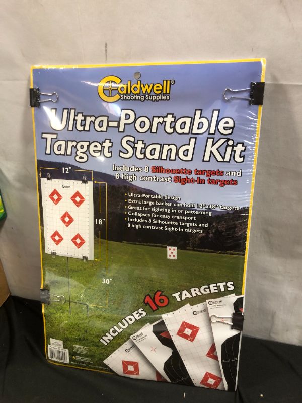 Photo 2 of Caldwell Ultra Portable Target Stand with Tear Down Design and Targets for Outdoor, Range, Shooting and Hunting, 12" x 18" , white, red
