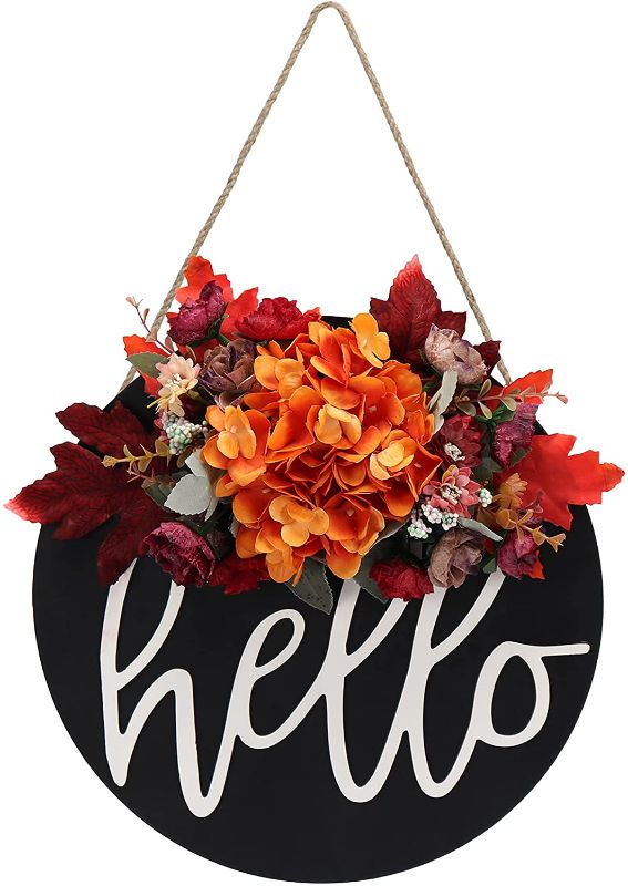 Photo 1 of Fall Wreaths for Front Door,Fall Wreath,Hydrangea Wreath, ,Hello Werath,Farmhouse Wreath,Grapevine Wreath,Fall Everyday Wreath-181
