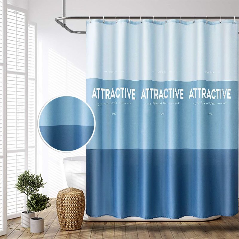 Photo 1 of ANYEV Shower Curtain for Bathroom Fabric 7272 Inch Blue Color for Kitchen Living Room(White & Blue)
