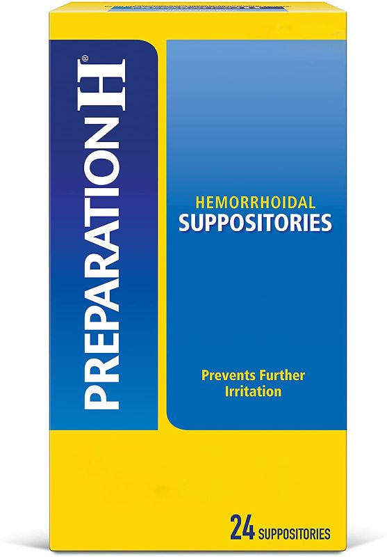 Photo 1 of Preparation H Hemorrhoid Symptom Treatment Suppositories(Cocoa), Butter, 24 Count EXP3/2023
