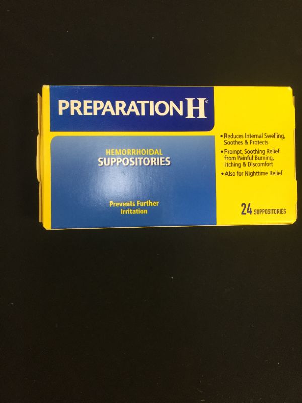 Photo 2 of Preparation H Hemorrhoid Symptom Treatment Suppositories(Cocoa), Butter, 24 Count EXP3/2023
