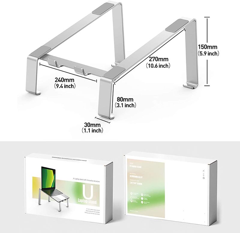 Photo 1 of U Laptop Stand, Ergonomic Aluminum Laptop Mount Computer Stand for Desk, Detachable Laptop Riser Compatible with All 10-17" MacBook, Air Pro, Dell XPS, More Models of Laptops
