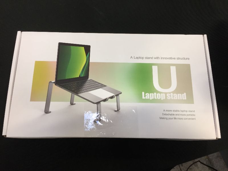 Photo 1 of U Laptop Stand, Ergonomic Aluminum Laptop Mount Computer Stand for Desk, Detachable Laptop Riser Compatible with All 10-17" MacBook, Air Pro, Dell XPS, More Models of Laptops
