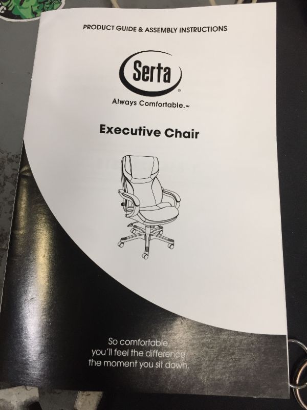 Photo 5 of Serta Big and Tall Executive Office Chair with Wood Accents Adjustable High Back Ergonomic Lumbar Support, Bonded Leather, Chestnut Brown
