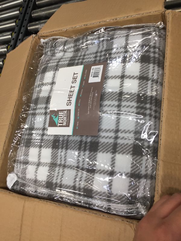 Photo 2 of True North by Sleep Philosophy Micro Fleece, Warm, Soft Plush Sheets with 14" Deep Pocket Cold Season Cozy Bedding-Set, Matching Pillow Case, King, Grey Plaid
