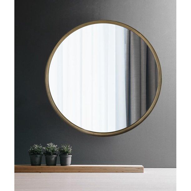 Photo 1 of Artisasset 31.5" x 0.75" x 31.5" Round Wall Mirror, Gold
