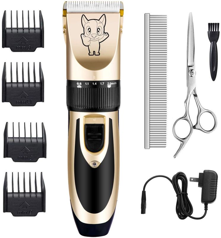 Photo 1 of Dog Grooming Kit Clippers, Low Noise, Electric Quiet, Rechargeable, Cordless, Pet Hair Thick Coats Clippers Trimmers Set, Suitable for Dogs, Cats, and Other Pets
