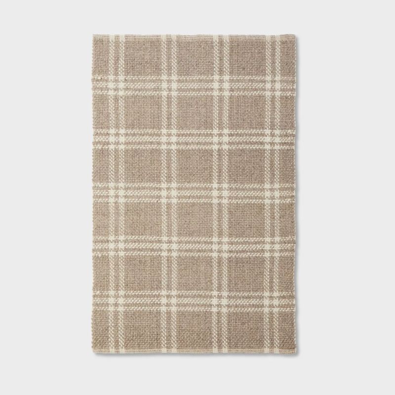 Photo 1 of 3'x5' Wool/Cotton Plaid Rug Neutral - Threshold™ designed with Studio McGee
