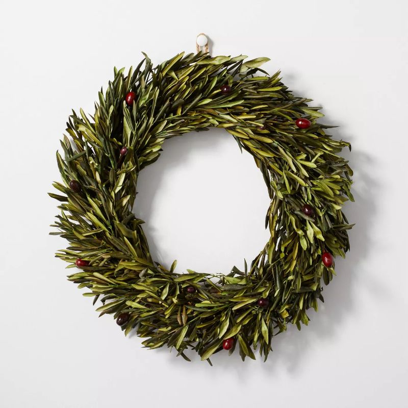 Photo 1 of 20" Preserved Olive Leaf Plant Wreath - Hearth & Hand™ with Magnolia
