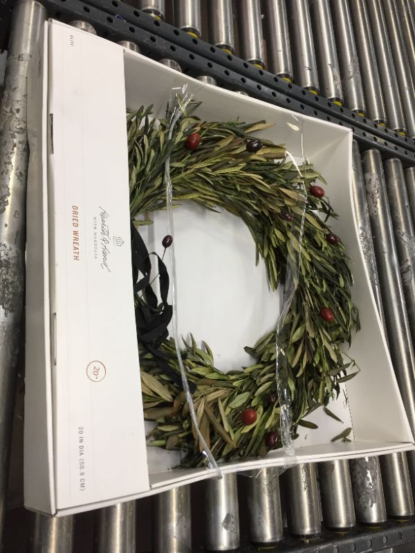 Photo 2 of 20" Preserved Olive Leaf Plant Wreath - Hearth & Hand™ with Magnolia
