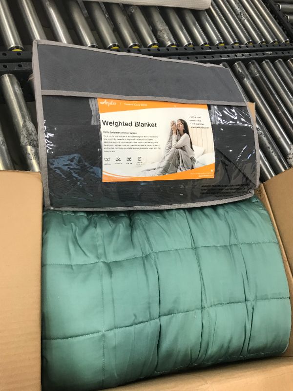 Photo 2 of Argstar Sherpa Fleece Weighted Blanket for Adults 15 Lbs On Queen Bed, Soft Cozy Fuzzy Heavy Blankets with Premium Glass Beads, 60"x80", Powder Blue.
