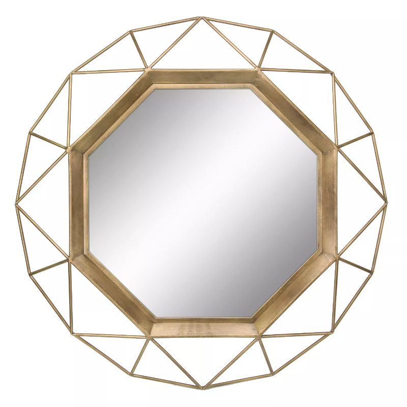 Photo 1 of 28.3" x 28.3" Metal Octagon Decorative Mirror Antique Gold - Stonebriar Collection
