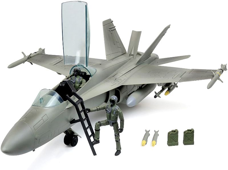 Photo 1 of Click N’ Play Military Air Force F/A 18 Super Hornet Fighter Jet, 16 Piece Play Set with Accessories.