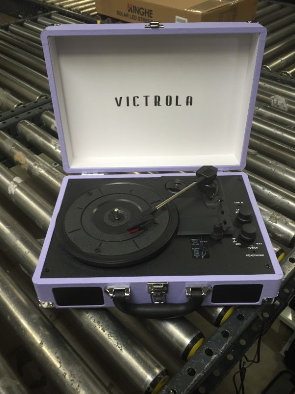 Photo 2 of Victrola Vintage 3-Speed Bluetooth Portable Suitcase Record Player with Built-in Speakers | Upgraded Turntable Audio Sound| Includes Extra Stylus | Lavender (VSC-550BT-LVG)
