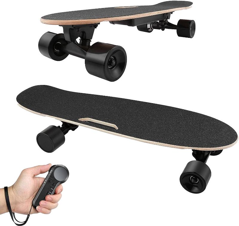Photo 1 of Aceshin Electric Skateboard with Wireless Handheld Remote Control Portable E-Board 7 Layers Maple Skateboard Cruiser 350W Motor 12 MPH Adjustable Speed and Braking 176lb Weight Load
