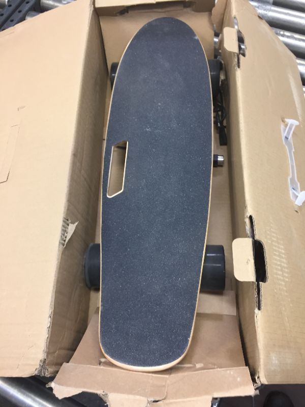Photo 2 of Aceshin Electric Skateboard with Wireless Handheld Remote Control Portable E-Board 7 Layers Maple Skateboard Cruiser 350W Motor 12 MPH Adjustable Speed and Braking 176lb Weight Load
