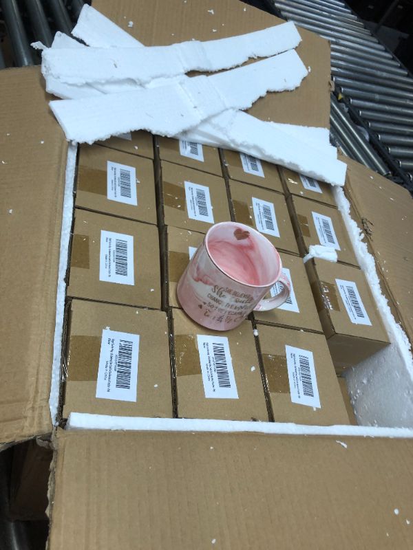 Photo 1 of 48 pack of Vilight New Teacher Graduation Gifts for Women - She Believed She Could So She Became A Teacher Mug - Pink Marble Coffee Cup 11 Oz
