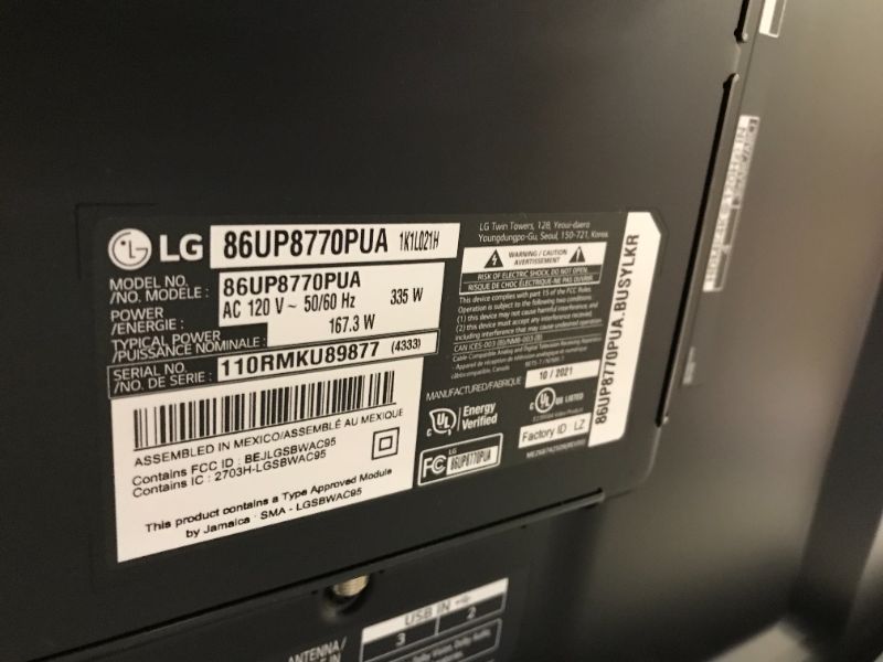 Photo 1 of LG LED Smart TV 86" Real 4K UHD TV - damaged screen as shown. sold as parts 