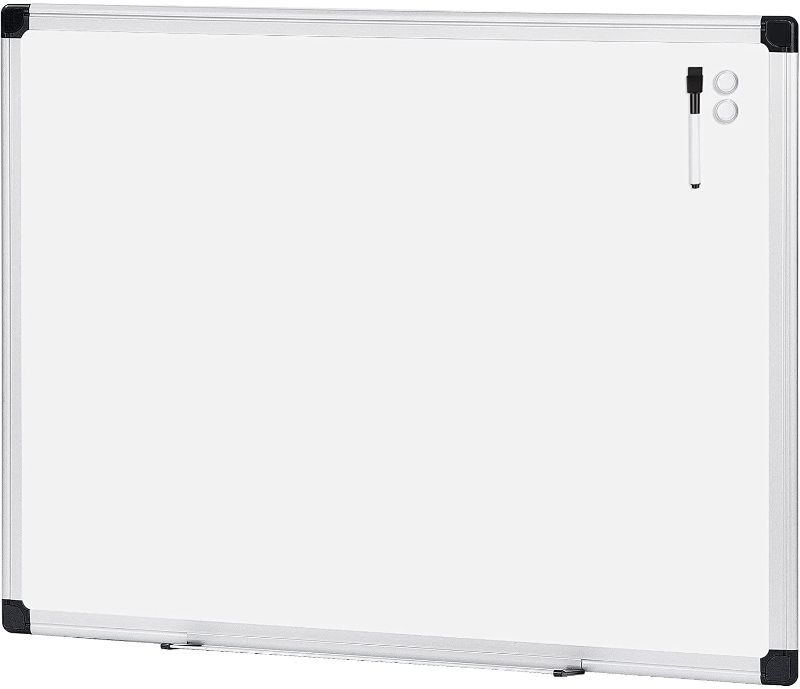 Photo 1 of  Amazon Basics Magnetic Dry Erase White Board, 35 x 47-Inch Whiteboard - Silver Aluminum Frame
