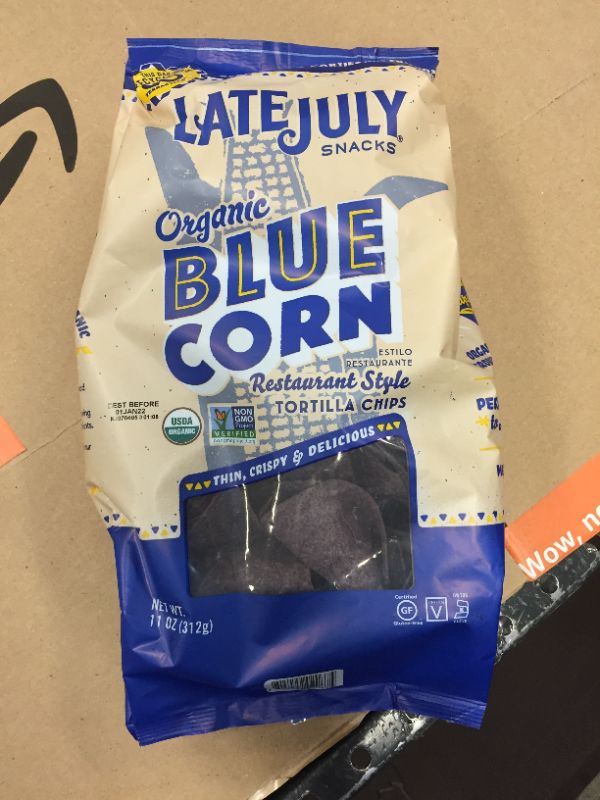 Photo 2 of 2PACK LATE JULY ORGANIC BLUE CORN TORTILLA CHIPS 11 OZ POUCH (BEST BEFORE JAN/2022)