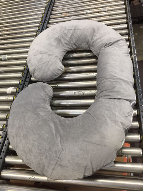 Photo 2 of Pregnancy Pillow, U Shaped Pregnancy Body Pillow, Pregnancy Pillows for Sleeping with Zipper Removable Cover (Gray- Velvet)