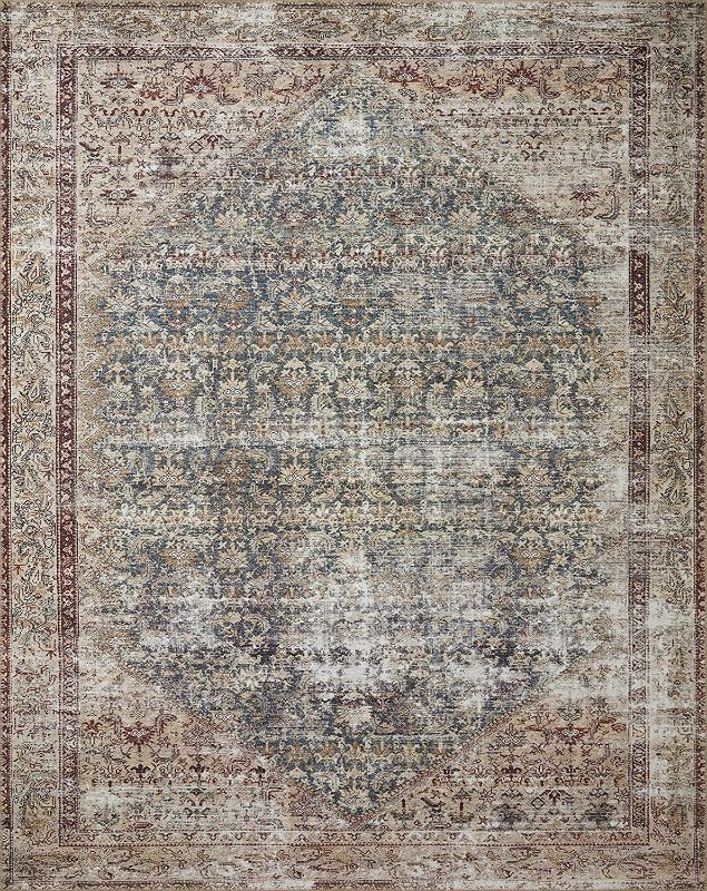 Photo 1 of Amber Lewis x Loloi Georgie Collection GER-04 Teal / Antique 8'4" x 11'6" Area Rug