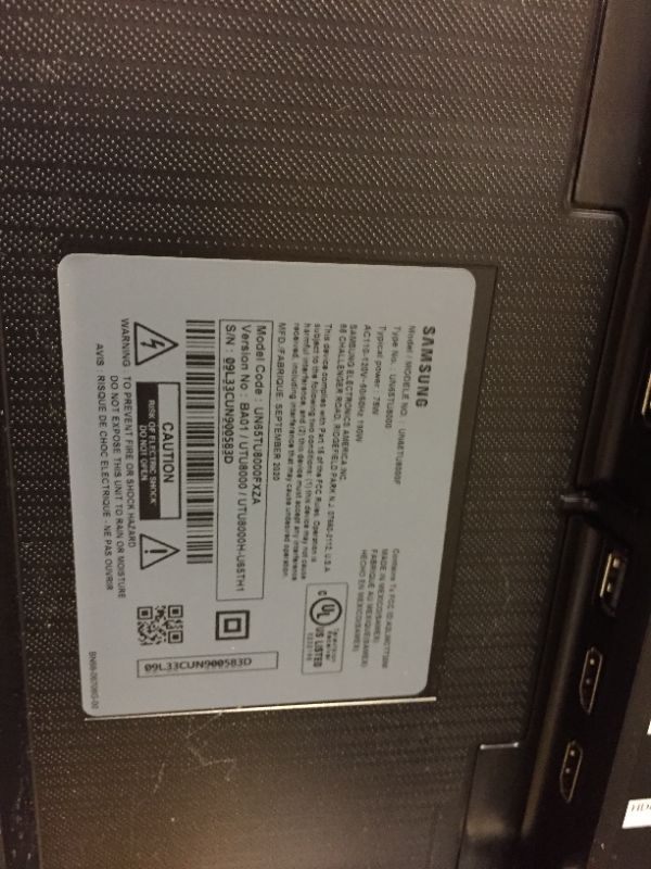Photo 1 of  SAMSUNG 65-inch Class Crystal UHD TU-8000 Series - 4K UHD HDR Smart TV with Alexa Built-in - DAMAGED 