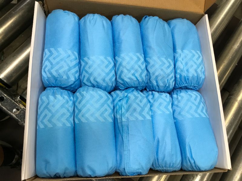 Photo 2 of 100pcs (50 Pairs) Non-woven Fabric Disposable Shoes Covers Elastic Band Breathable Dustproof Anti-slip Shoe Covers(Blue)
