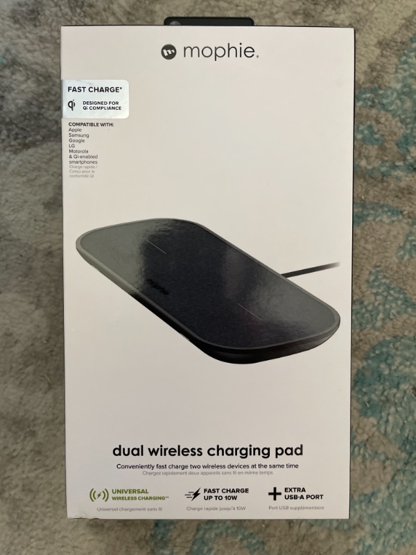 Photo 2 of mophie 409903633 Dual Wireless Charging Pad - Made for Apple Airpods, iPhone Xs Max, iPhone Xs, iPhone XR and Other Qi-Enabled