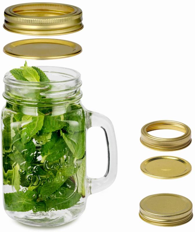 Photo 1 of 16 OZ Mason Jars Glass Regular Mouth Canning Jars with Airtight Lids & regular Lids,Glass Canning Jars Ideal for Jellies,Yogurt, Drinking, Jam, Salad,Jam,Shower Favors 1pcs
