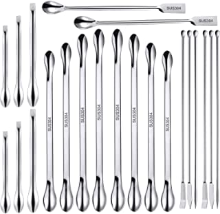 Photo 1 of 22 Pieces Stainless Steel Lab Spatula Micro Scoop Set Laboratory Sampling Spoon Mixing Spatula for Powders Gel Cap Filler