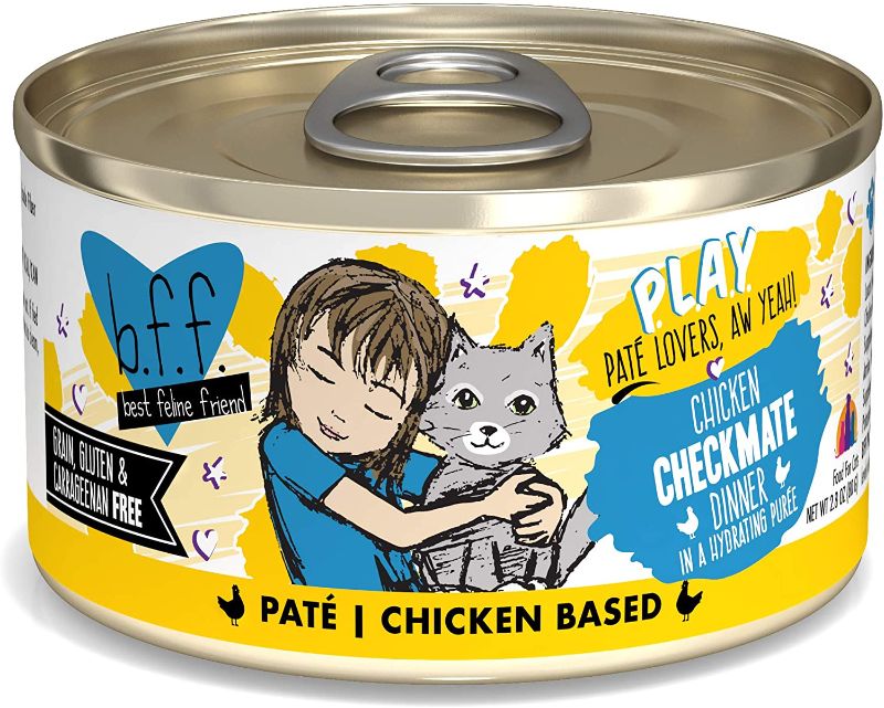 Photo 1 of B.F.F. Play - Best Feline Friend Pate Lovers aw Yeah! Grain-Free Natural Wet Cat Food Cans, Chicken Pate Recipes
best by march - 25 -24 