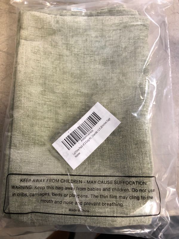 Photo 2 of CaliTime Pack of 2 Cozy Pillow Covers Cases for Couch Sofa Home Decoration Solid Dyed Soft Chenille 12 X 20 Inches Sage

