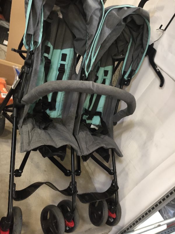 Photo 2 of Dream On Me Volgo Twin Umbrella Stroller in Mint and Dark Grey