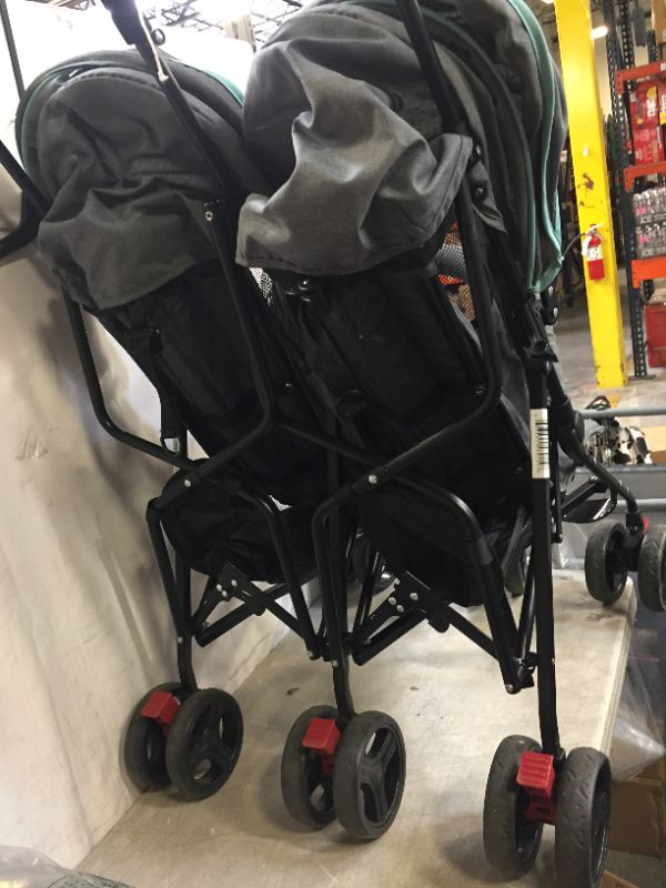 Photo 4 of Dream On Me Volgo Twin Umbrella Stroller in Mint and Dark Grey