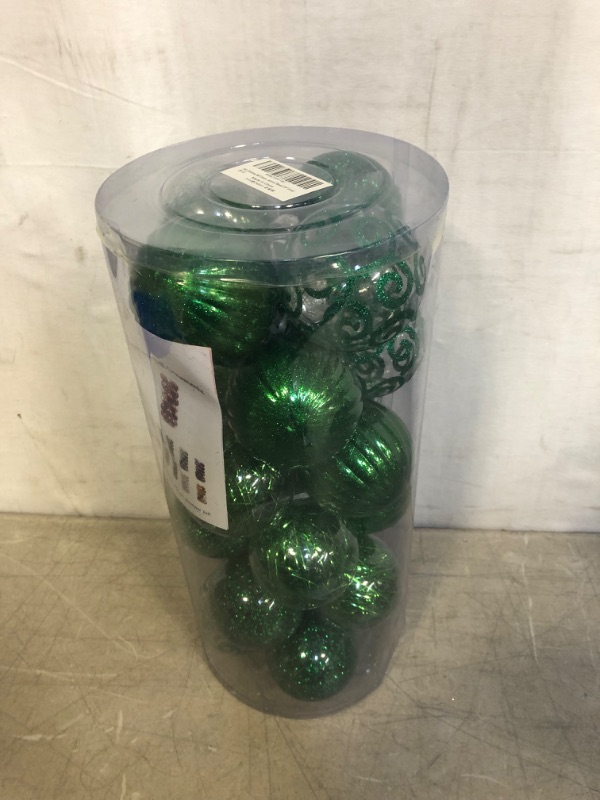 Photo 3 of 24ct Christmas Ball Ornaments Shatterproof Large Clear Plastic Hanging Ball Decorative with Stuffed Delicate Decorations (70mm/2.76" Green)
