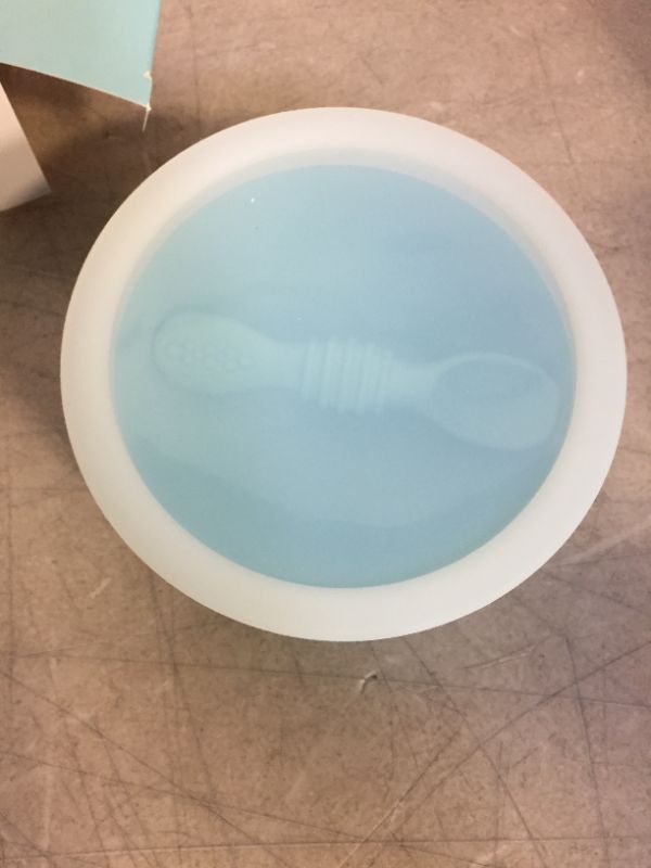 Photo 2 of AVYV Baby Suction Bowl Set - Silicone Feeding Plate with Non-Slip Grip Base and Round Edge - First-Stage Eating Dinnerware Utensils for Infants and Toddlers - Non-BPA (Sky Blue)