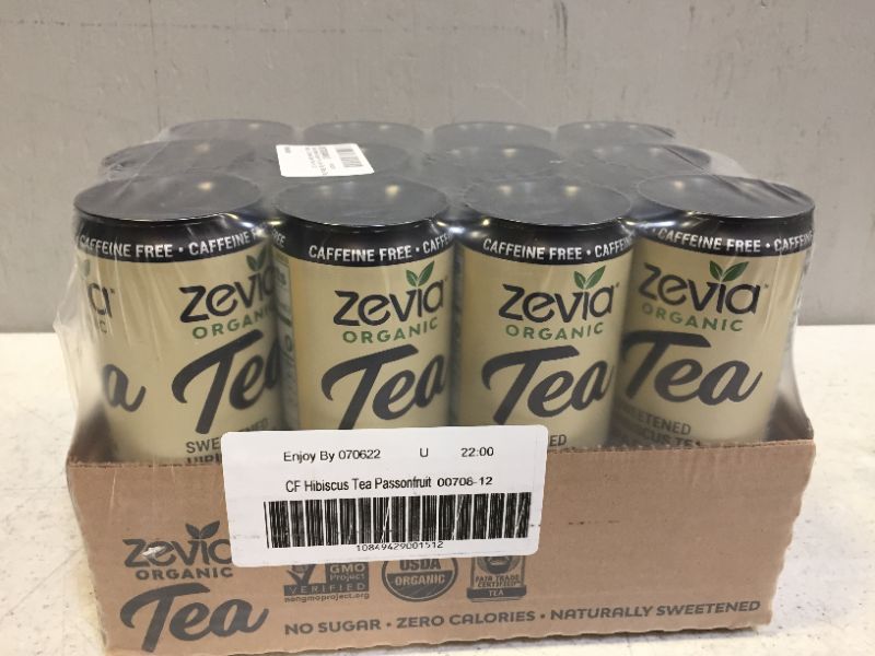 Photo 3 of Zevia Organic Unsweetened Iced Tea,passion fruit , 12-Ounce Cans (Pack of 12)  exp date 07-2022