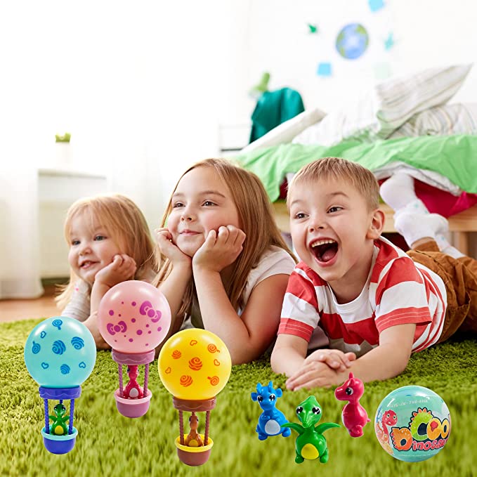 Photo 1 of Dinosour Hot Air Balloon Toys Set of 4, Assemble Easter Eggs for Kids, Easter Basket, Easter Party Gift