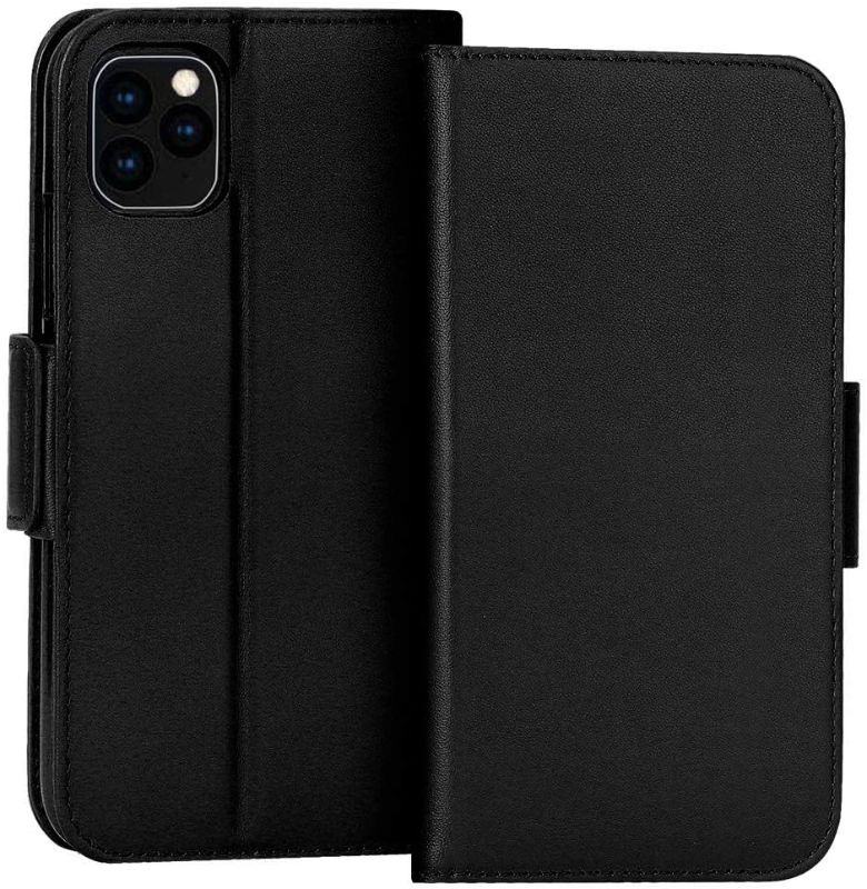 Photo 1 of FYY Case for iPhone 11 Pro 5.8”, Luxury [Cowhide Genuine Leather][RFID Blocking] Wallet Case, Handmade Flip Folio Cover with [Kickstand Function] and[Card Slots] for iPhone 11 Pro 5.8”Black