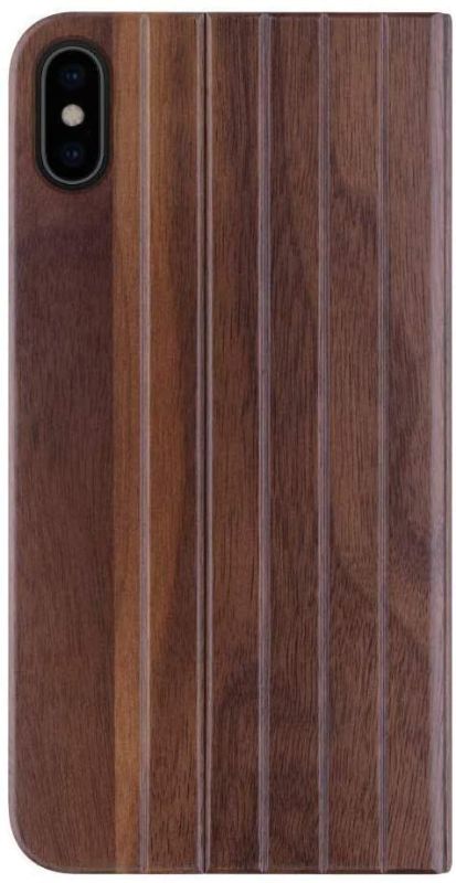Photo 1 of iATO iPhone Xs Book Type Case - Real Walnut Wood Grain Premium Protective Front & Back Cover - Unique Folio Flip Bumper Accessory for 5.8" Screen iPhone Xs (2018) - Supports Wireless Charging(2)