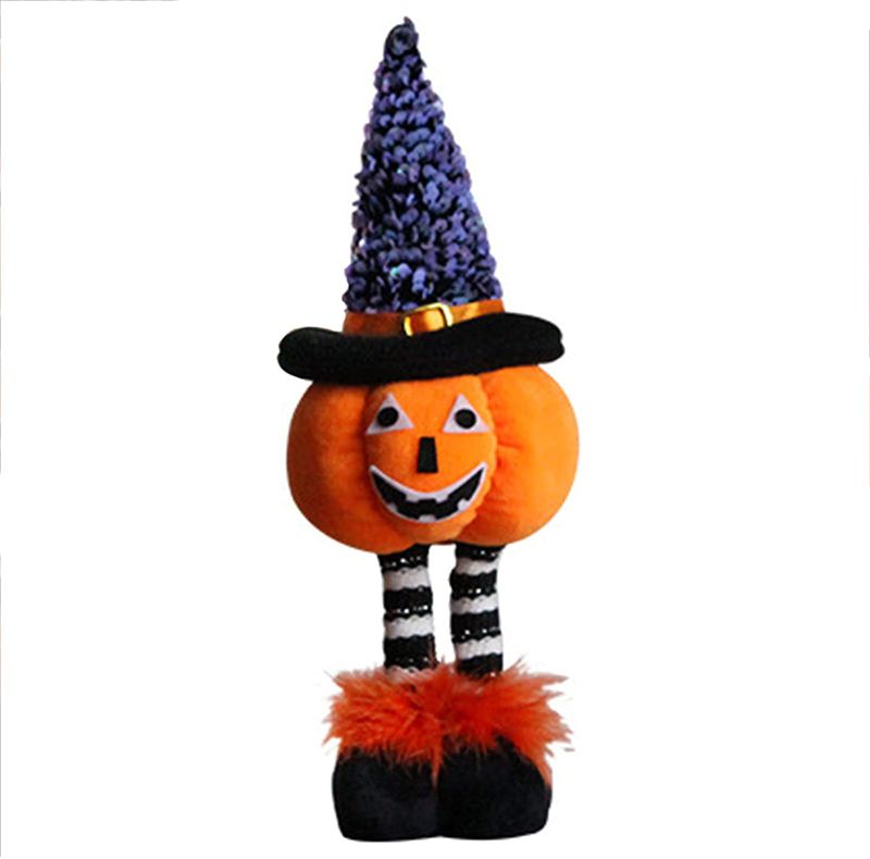 Photo 1 of Halloween Pumpkin Plush Toy in Witch, Costume Elastic Soft Doll with Bouncy Legs for Home Party