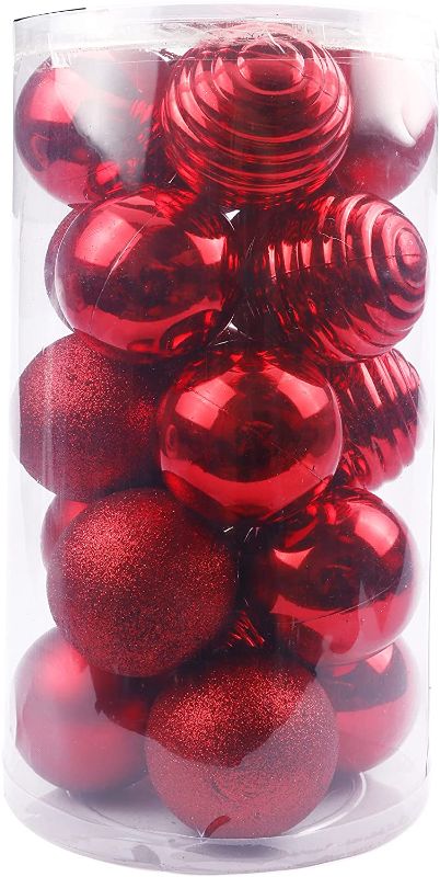 Photo 1 of YYCRAFT 20ct Christmas Ball Ornaments 8CM for Xmas Tree Christmas Decorations Shatterproof Hooks Included (Red, L)