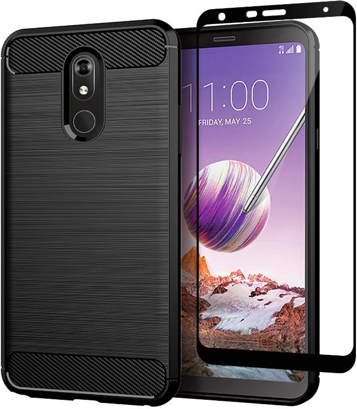 Photo 1 of Sfmn Tpu Case with Tempered Glass Screen Protector, Slim Soft TPU Protective Rubber Bumper Case Cover Compatible/Replacement for LG Stylo 5 Phone Case (Black+Screen Protector)(2)