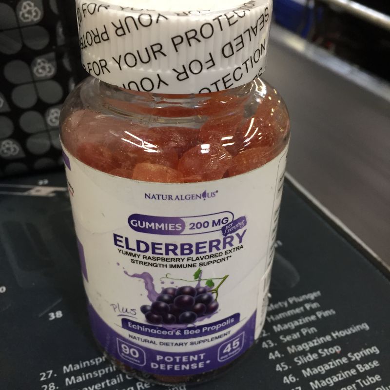 Photo 1 of 
Natural Genius Black Elderberry Gummies with Echinacea, Bee Propolis, Vitamin C for Kids and Adults 90 Count EXP 5/22