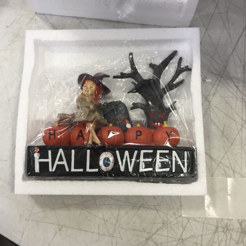 Photo 2 of Halloween Decorations Happy Halloween Hand Painted Resin Tabletop Figurine Decoration for Mantel, Shelf and Indoor Outdoor Halloween Home Party Decorations