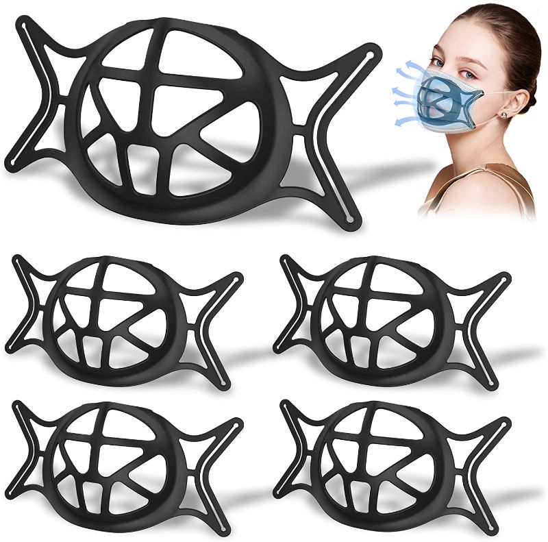 Photo 1 of 3D Face Bracket-Silicone Breathe Cup-3D Face Guard Inner Support Insert for More Breathing Space,Reusable&Washable,Cool Protection Stand (Black-5PCS)(3PACKS)