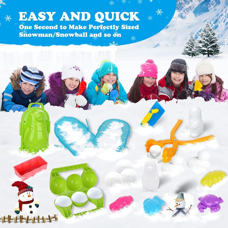 Photo 1 of GaRhomxy Snowball Maker Snow Toys for Kids - 13PCS Winter Snow Toys Kit with Snowman & Penguin & Ball & Duck Mold, Sand & Snow Toys for Kids Outdoor
