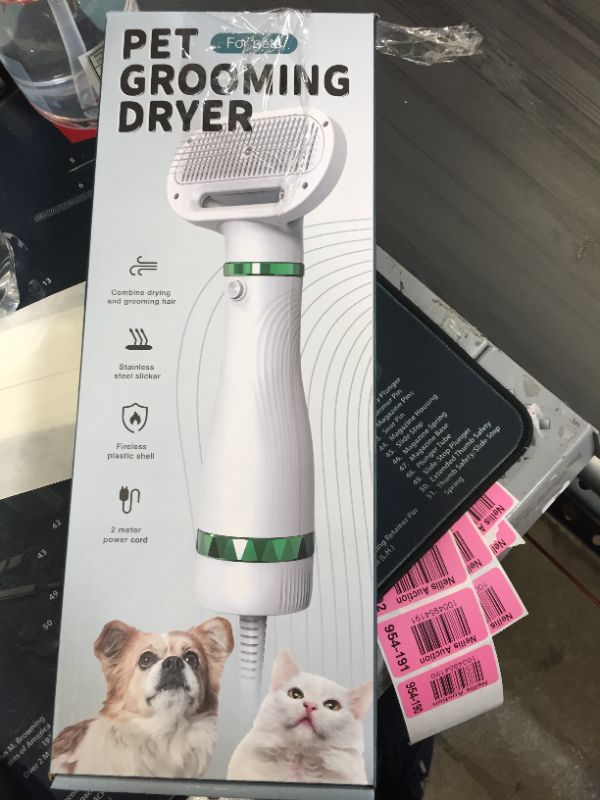 Photo 1 of Pet Hair Dryer | Portable and Quiet 2 in 1 Pet Grooming Hair Dryer Blower with Replaceable Slicker Brush | Adjustable Temperature | For Small and Medium Dogs and Cats
